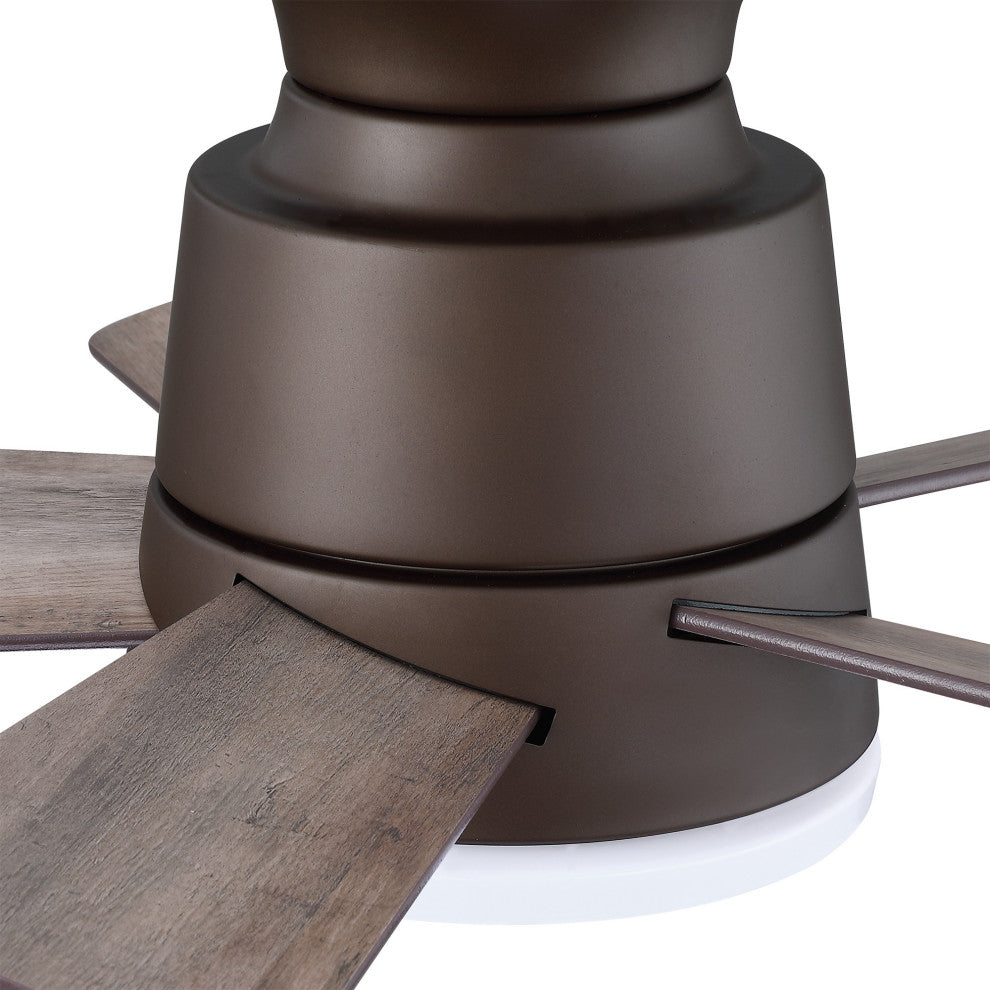 24 in Dimmable Flush Mounted Ceiling fan With 5 Blades and Remote, Bronze