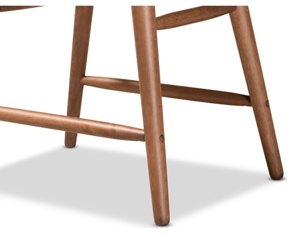 Sagira Gray Velvet Fabric Walnut Brown Finished Wood Counter Stool, Set of 2