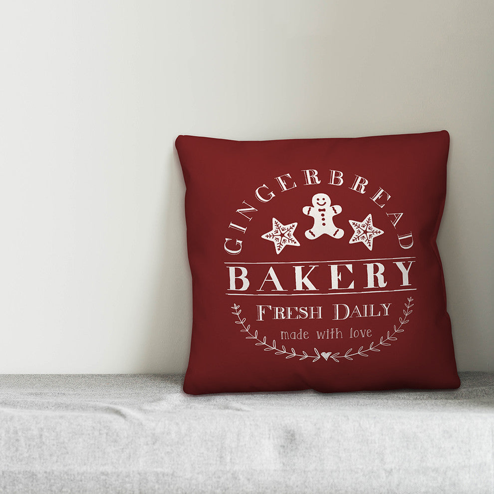 Gingerbread Bakery Throw Pillow, 18"x18"