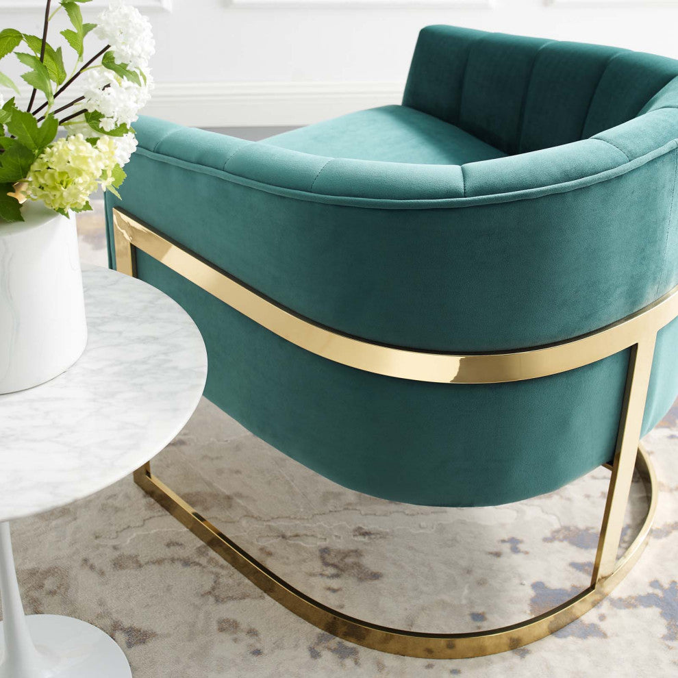 Esteem Vertical Channel Tufted Performance Velvet Accent Armchair by Modway