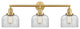 Large Bell 3 Light Bath Vanity Light, Satin Gold, Clear