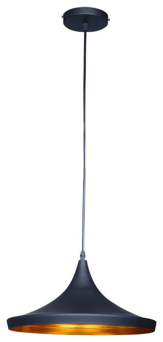 Berkley Shallow Cone 1-Light Pendant, Black and Gold