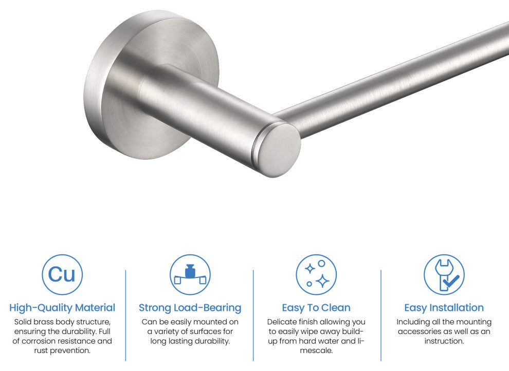 Circular 2-Piece Bathroom Hardware Set, Brushed Nickel