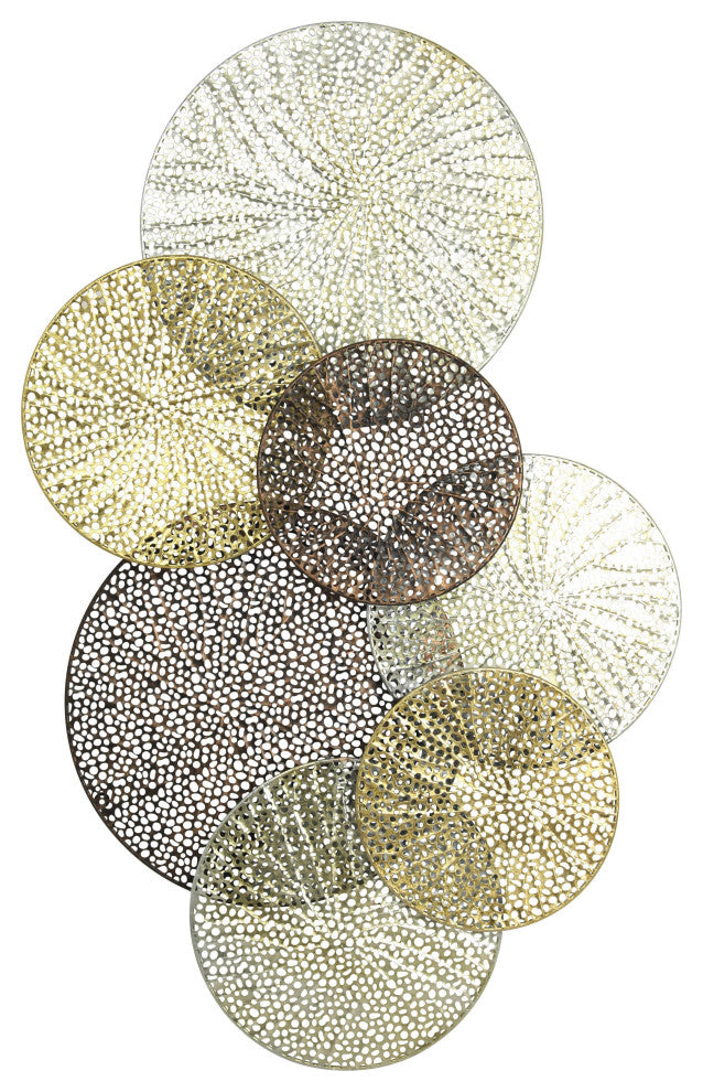 Sahara Metal Art Gold, Silver And Iron Finish On Iron Disk Wall Sculpture