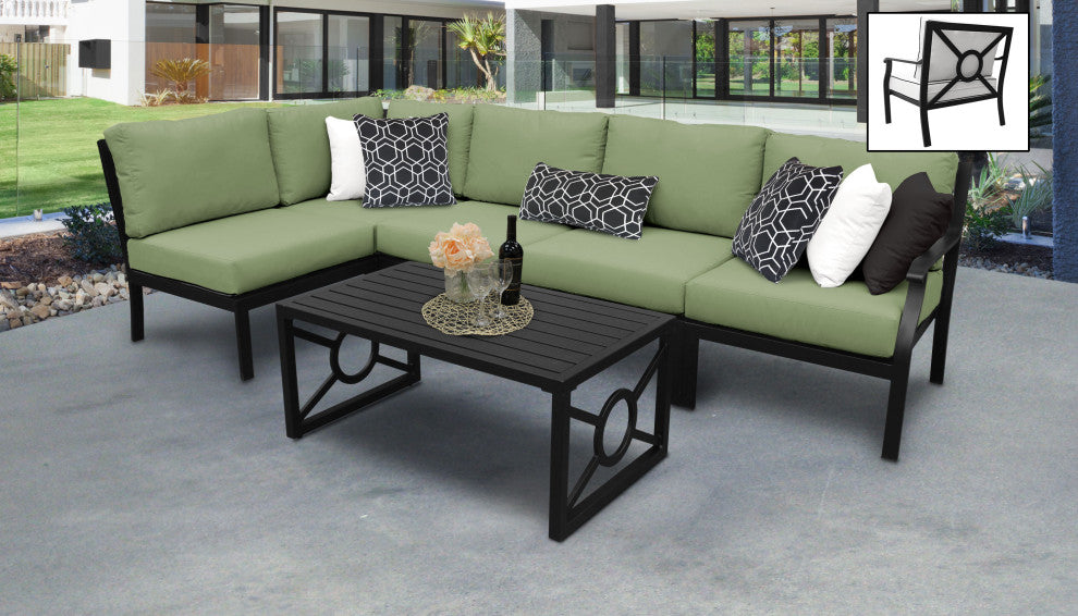 kathy ireland Madison Ave. 6 Piece Aluminum Patio Furniture Set 06q, Forest