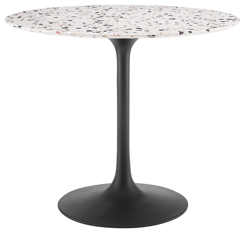 Lippa 36" Round Terrazzo Dining Table, Black White
