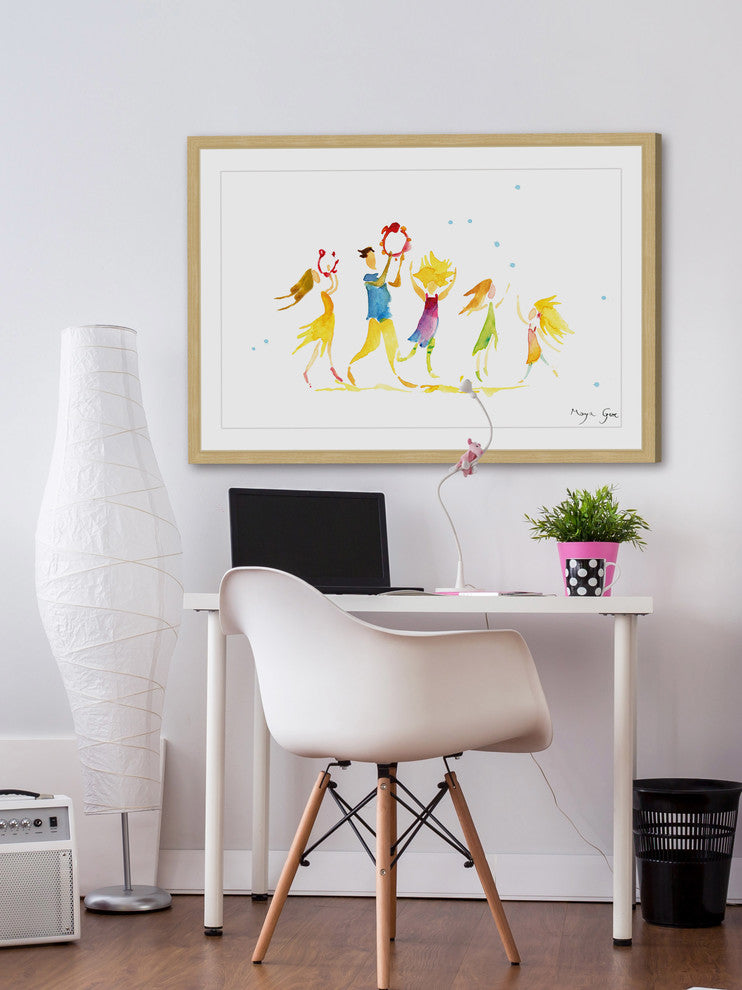 Marmont Hill, "Dancing Family" by Maya Gur Framed Painting Print, 36x24