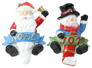 Santa and Snowman Glittered Christmas Stocking Holders, 6.25"