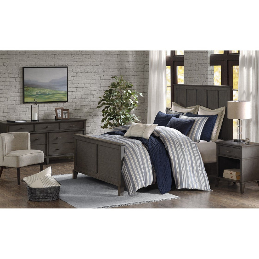 Madison Park Farmhouse Comforter Duvet Cover Set With Insert, Blue, Blue, Queen