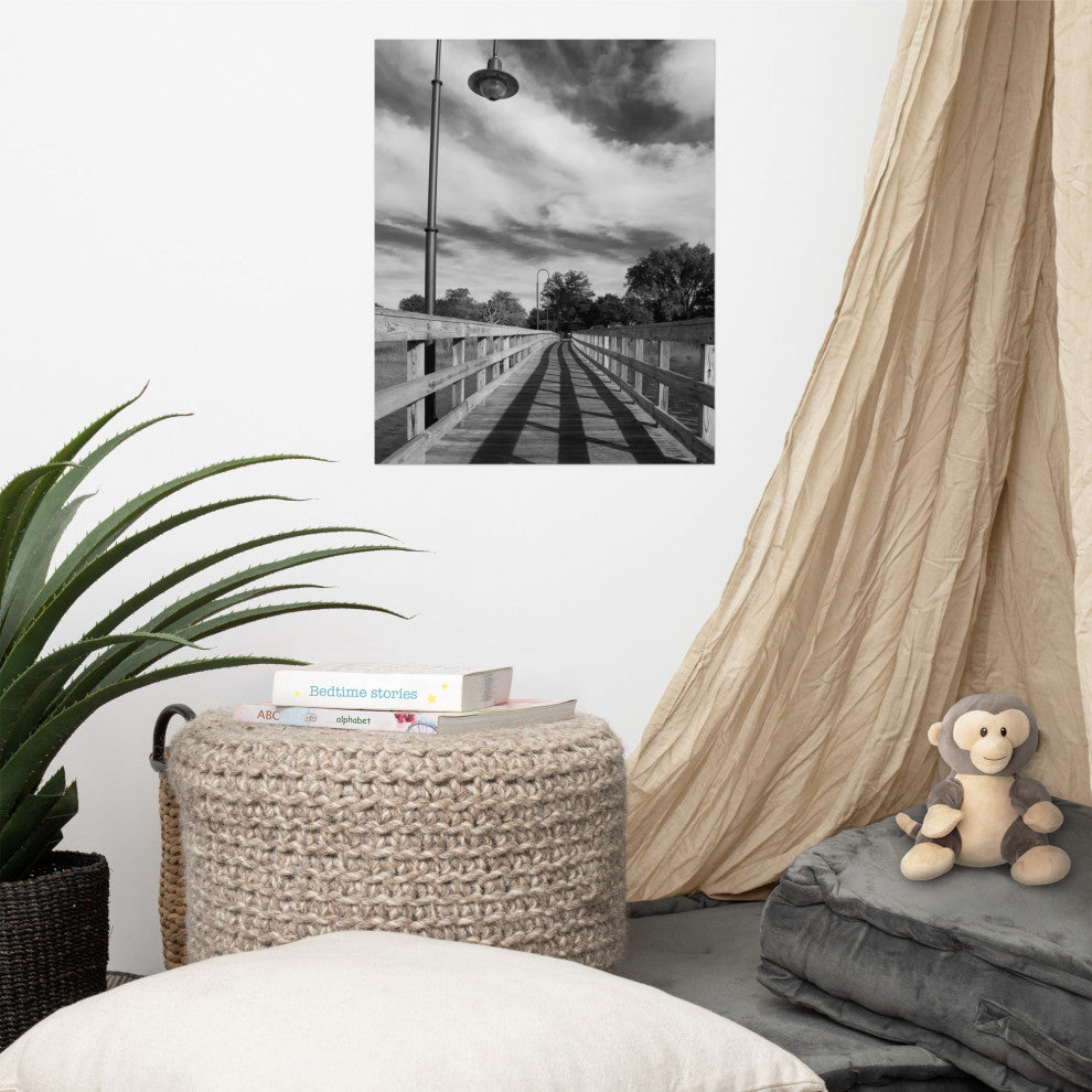 Follow the Lines Black & White Landscape Photo Unframed Wall Art Print, 16" X 20"