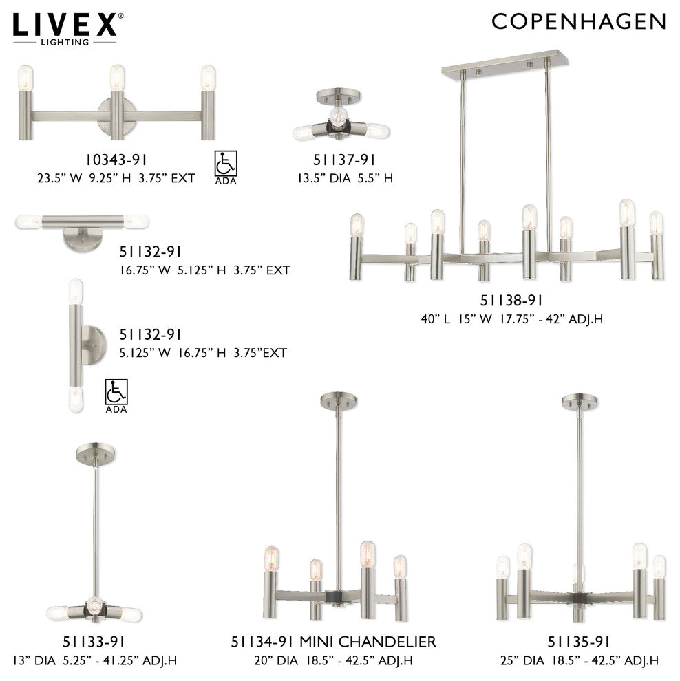 Livex Lighting Brushed Nickel 3-Light Ceiling Mount