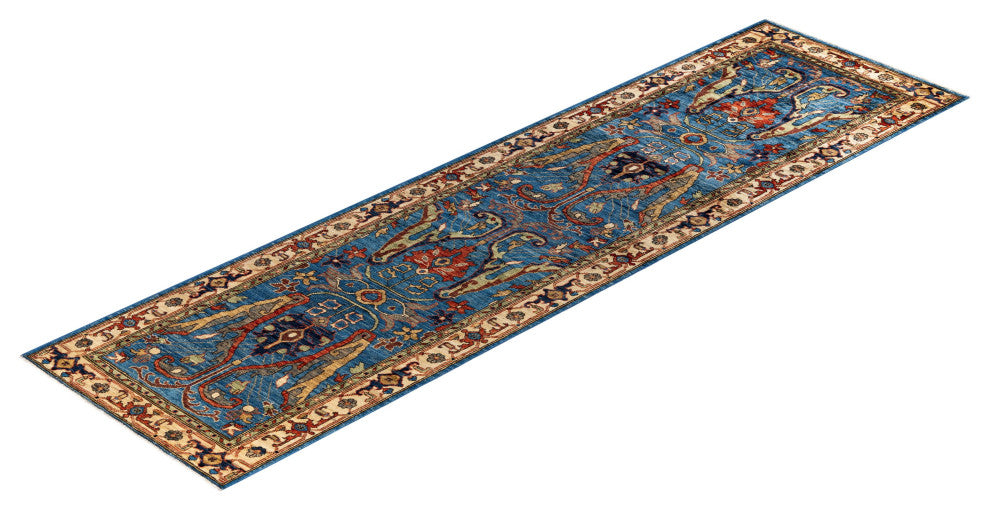 Serapi One-of-a-Kind Hand-Knotted Area Rug Light Blue, 2'9" x 9'7"
