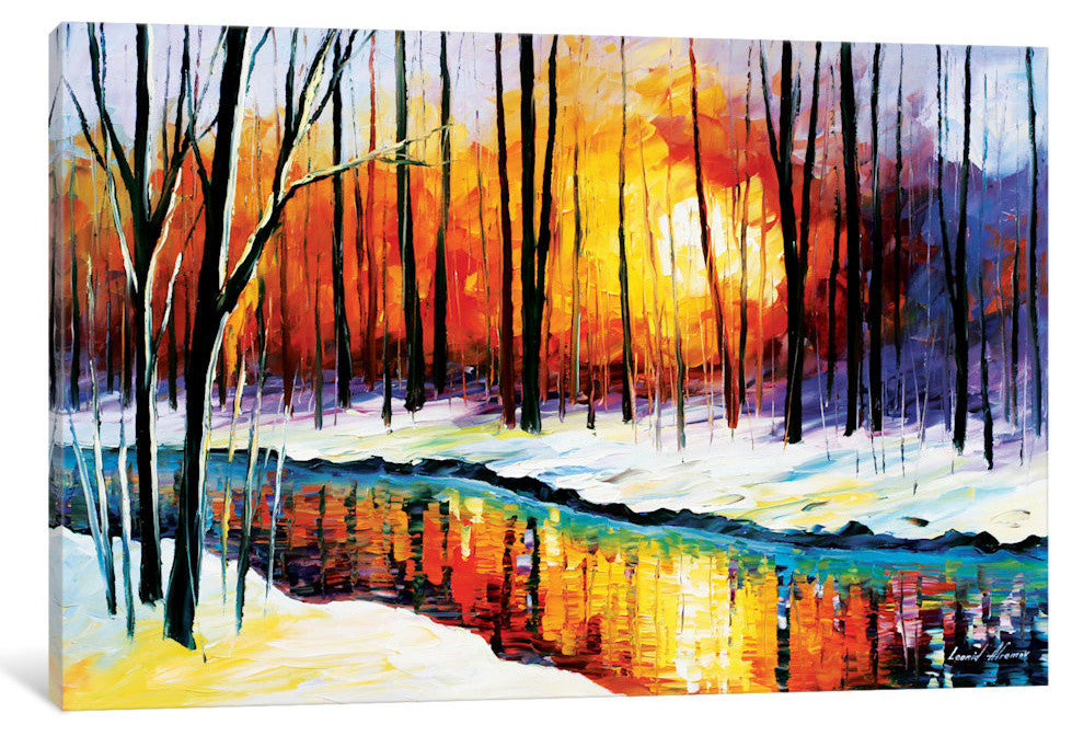 "Winter Sun" by Leonid Afremov, Canvas Print, 18"x12"