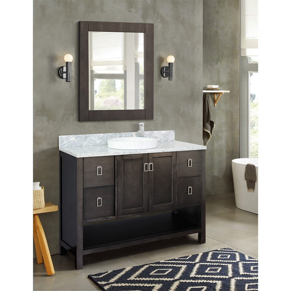 49" Single Vanity, Silvery Brown Finish With White Carrara Top