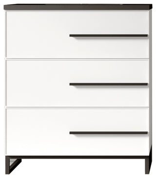 Freestanding White Vanity with Matte Black Sand Sink Top, 30"