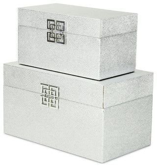 Galena "Double Happiness" Faux Shagreen Box Set, Silver