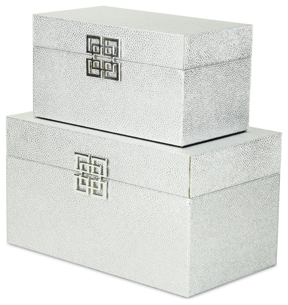 Galena "Double Happiness" Faux Shagreen Box Set, Silver