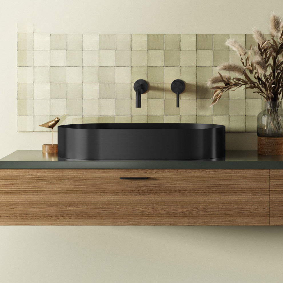 Elvera Modern Oval Vessel Sink, Gun Metal