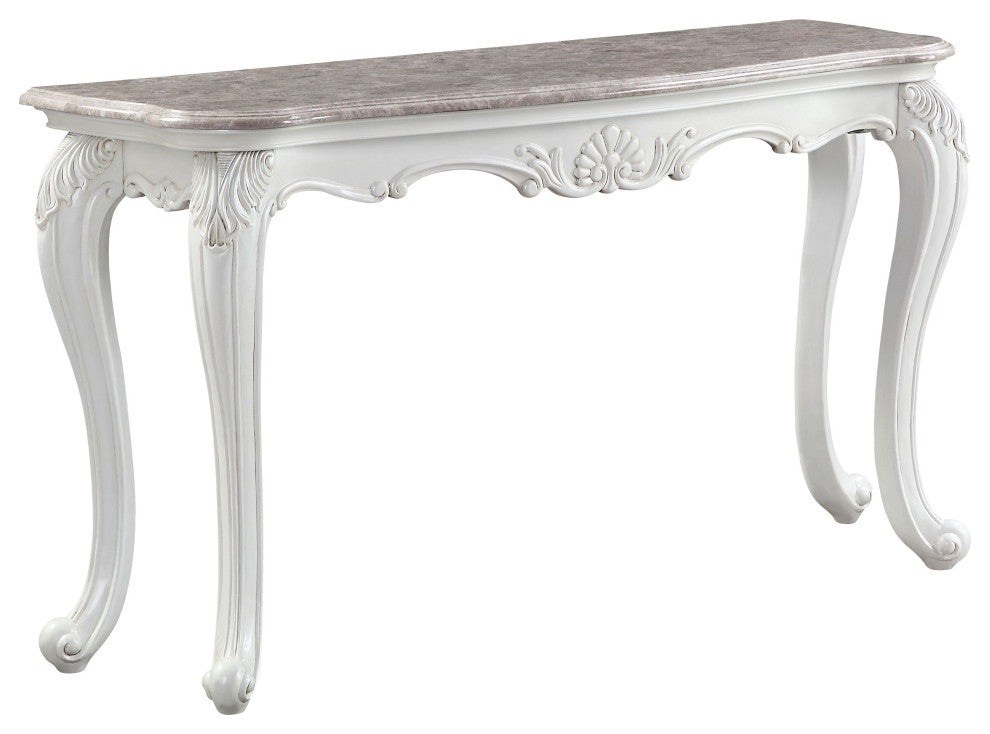 Ciddrenar Sofa Table, Marble Top and White