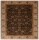 Agra Jolie Traditional Floral Black Hand Knotted Rug 6'x9'