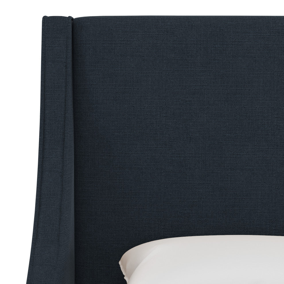 Wingback Bed, Linen Navy, Full