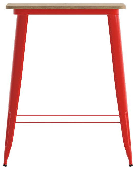 Declan Commercial Indoor/Outdoor Bar Top Square Table, 31.5", Brown/Red