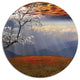 Beautiful Flower Field At Sunset, Landscape Disc Metal Artwork, 36"