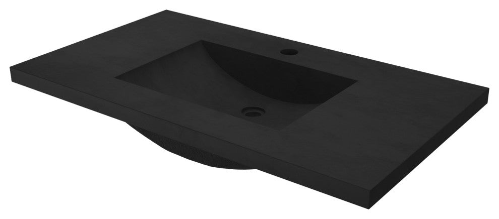 Palomar Vanity Top and Integral Sink, Charcoal, 36, Single Faucet Cutout