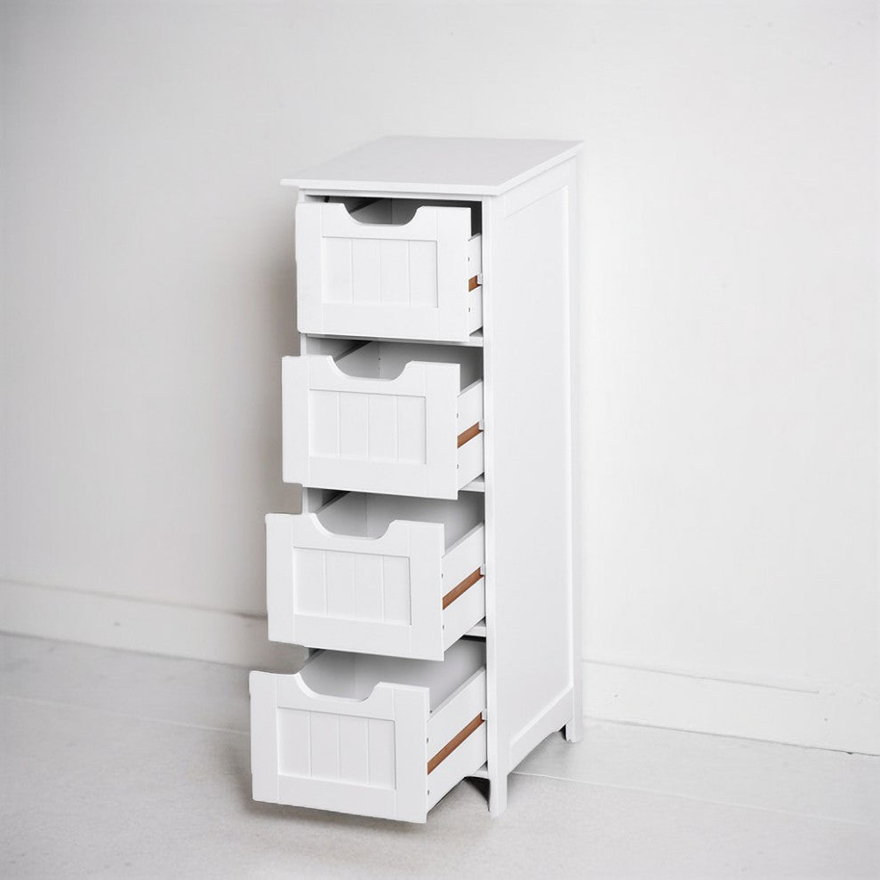 White Bathroom Storage Freestanding Cabinet With Drawers
