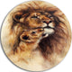 Loving Lioness, Animal Disc Metal Artwork, 11"