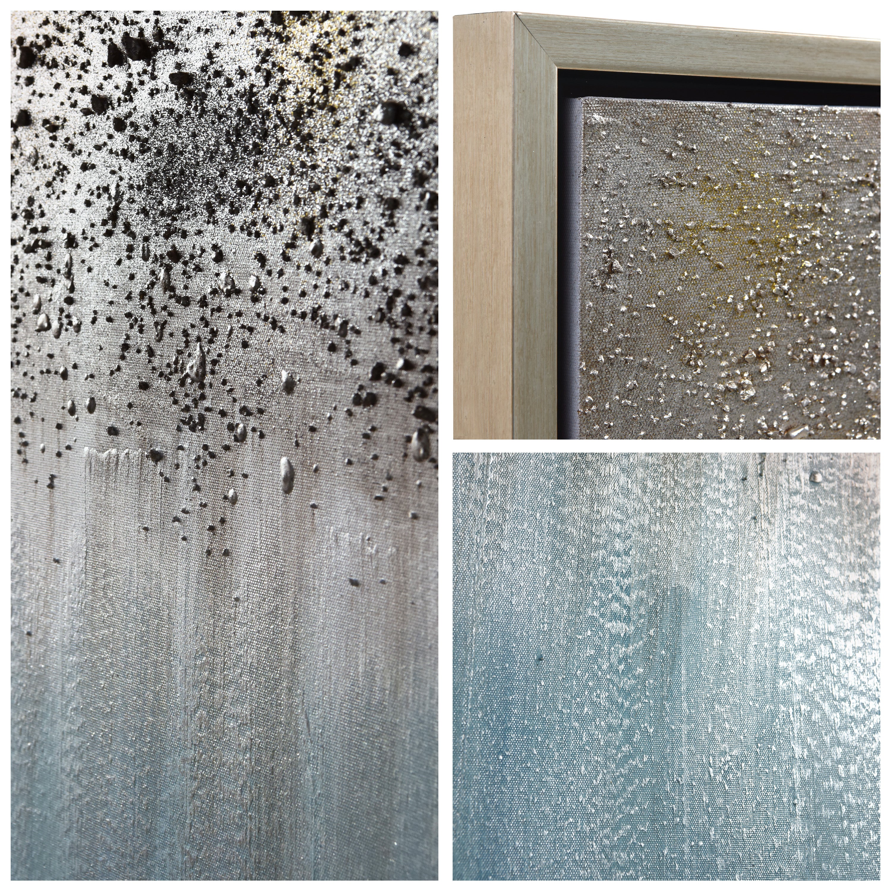 Blue Shadow Abstract Textured Metallic Hand Painted Wall Art by Martin Edwards