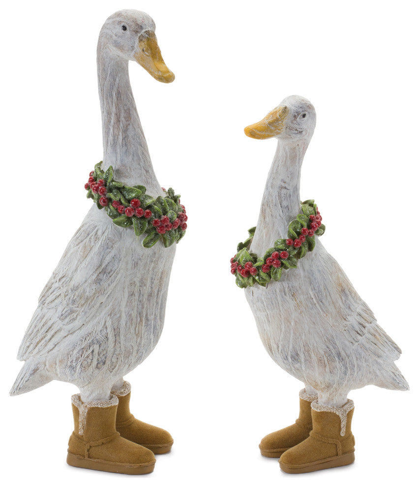 Winter Goose Figurine With Boots, 2-Piece Set