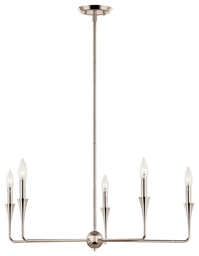 Alvaro Chandelier, Polished Nickel, 5 Light