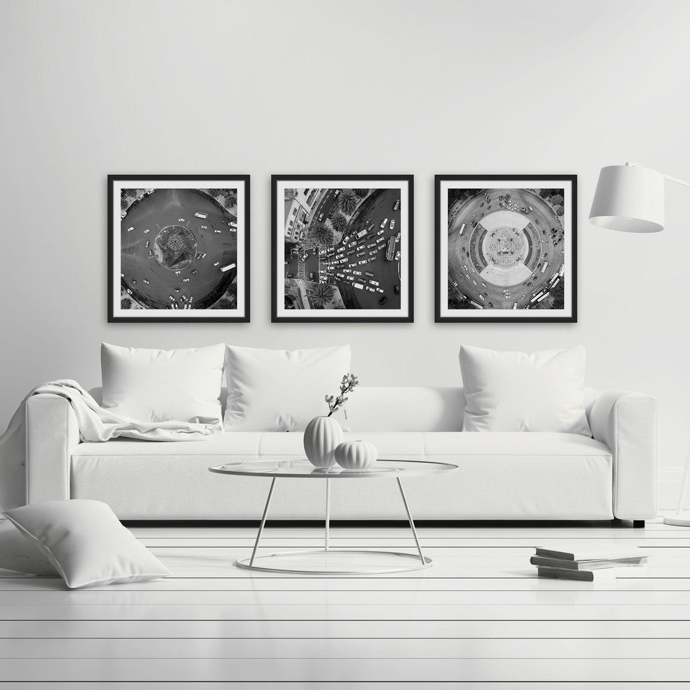 Traffic Circle Triptych, 36x12