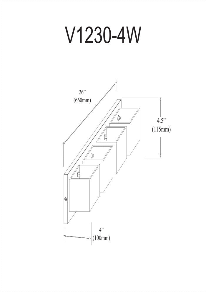 Coeur 4-Light Vanity Fixture, Frosted White