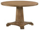Benzara BM261741 Dining Table With Single Pedestal Base, Oak Brown
