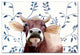 Blue Floral Cow 36x24 Canvas Wall Art