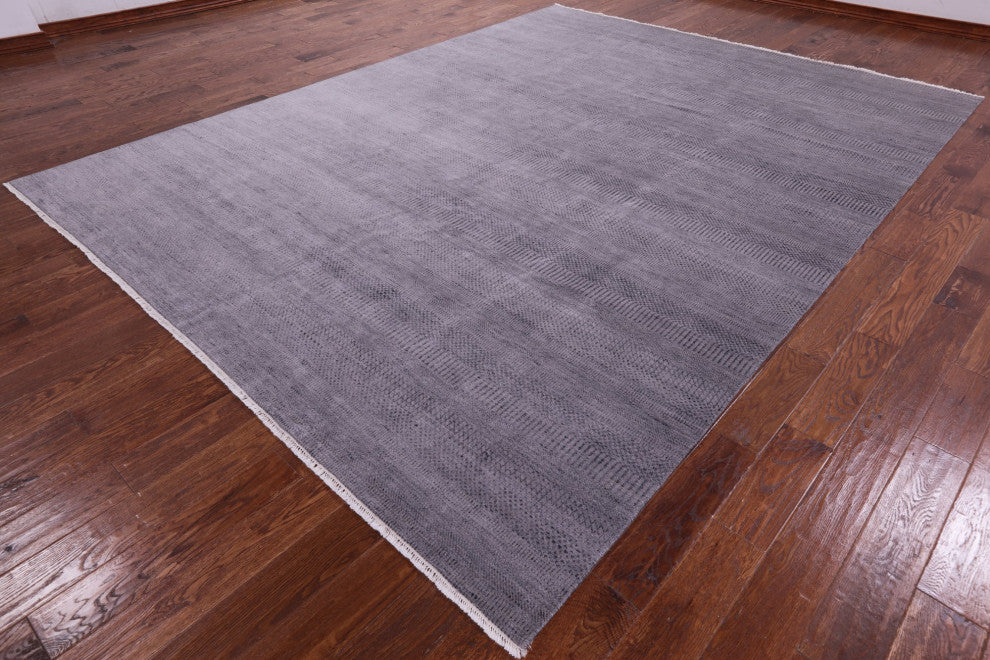 Savannah Grass Wool and Silk Gabbeh Hand Knotted Rug 9' 0" X 11' 10" Q6522