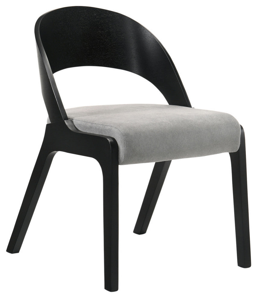 Polly Dining Accent Chairs, Black Finish and Gray Fabric, Set of 2