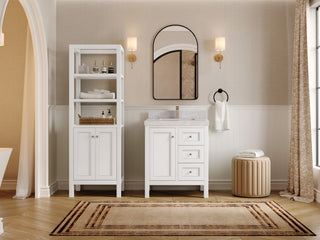 Nashville 30" Single Sink Bath Vanity, White 2" Pearl Light Gray