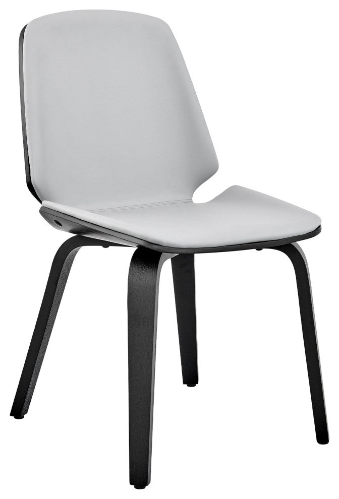 Brinley Gray Faux Leather and Black Wood Dining Room Accent Chair