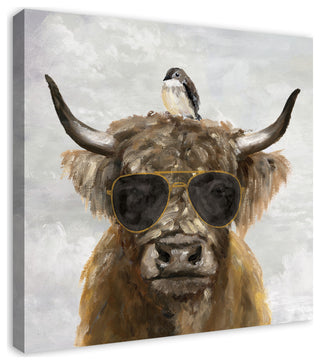Cool Highland Cow 30 x 30 Canvas Wall Art