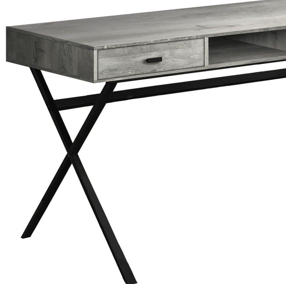 24" Gray and Black Computer Desk With 2-Drawers