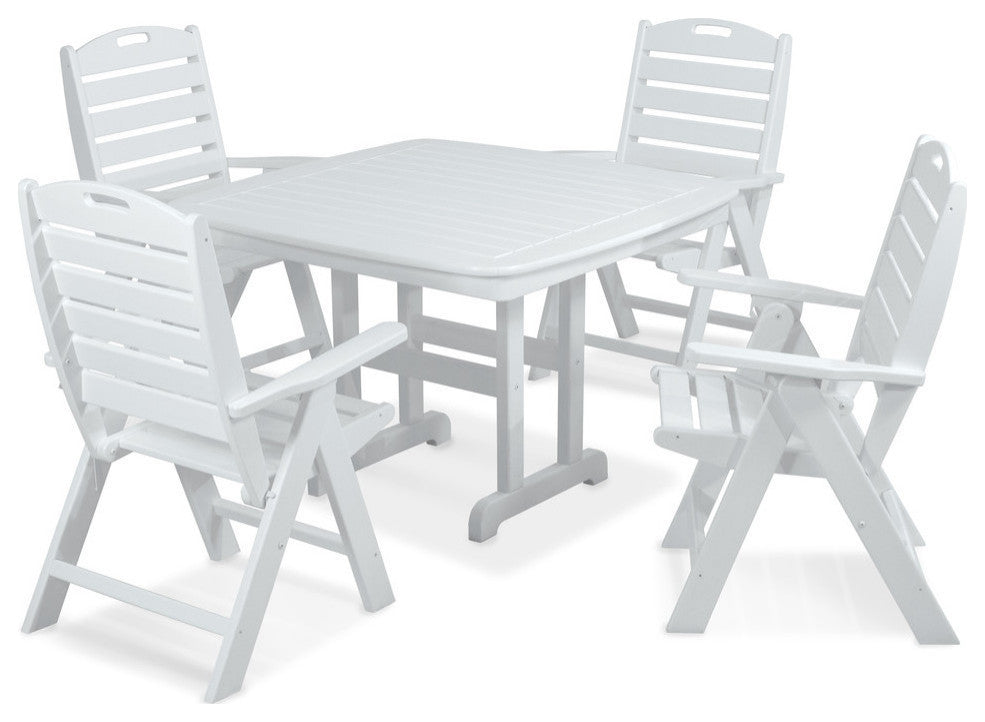 Polywood Nautical 5-Piece Dining Set, White