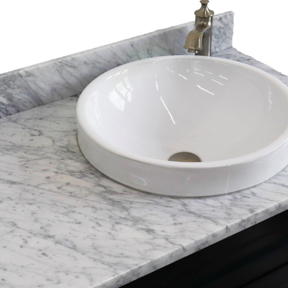 37" Single Sink Vanity, Dark Gray Finish With White Carrara Marble