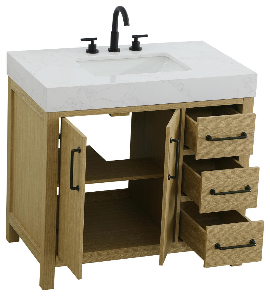 Home Living 36" Single Bathroom Vanity, Honey Brown