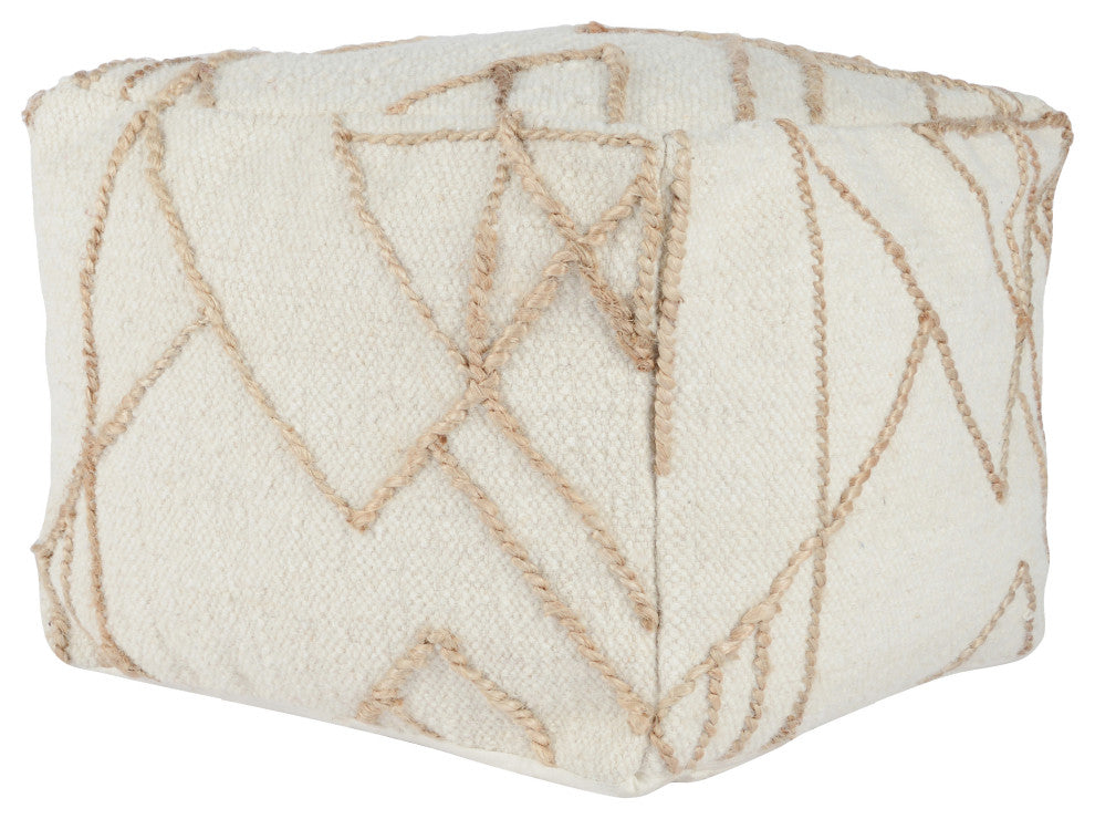 Adil 18" Wide Square Ivory Pouf by Kosas Home