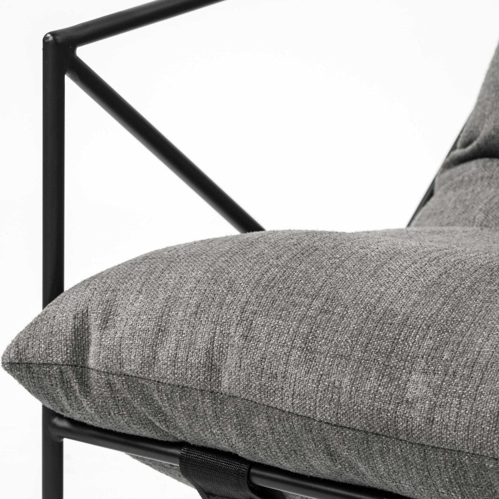 HomeRoots Grey Fabric Wrap Accent Chair With Black Metal Frame