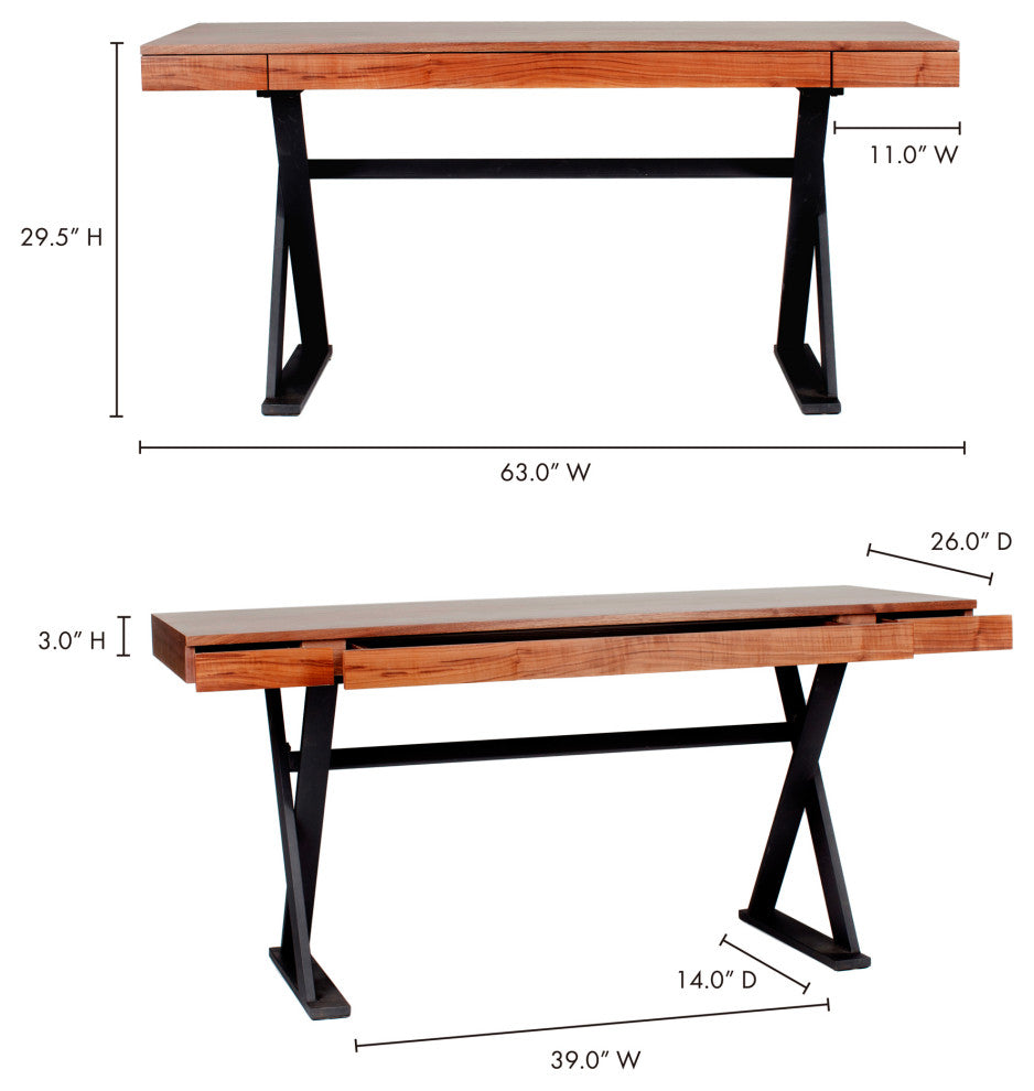 Modern Reale Desk Walnut - Brown