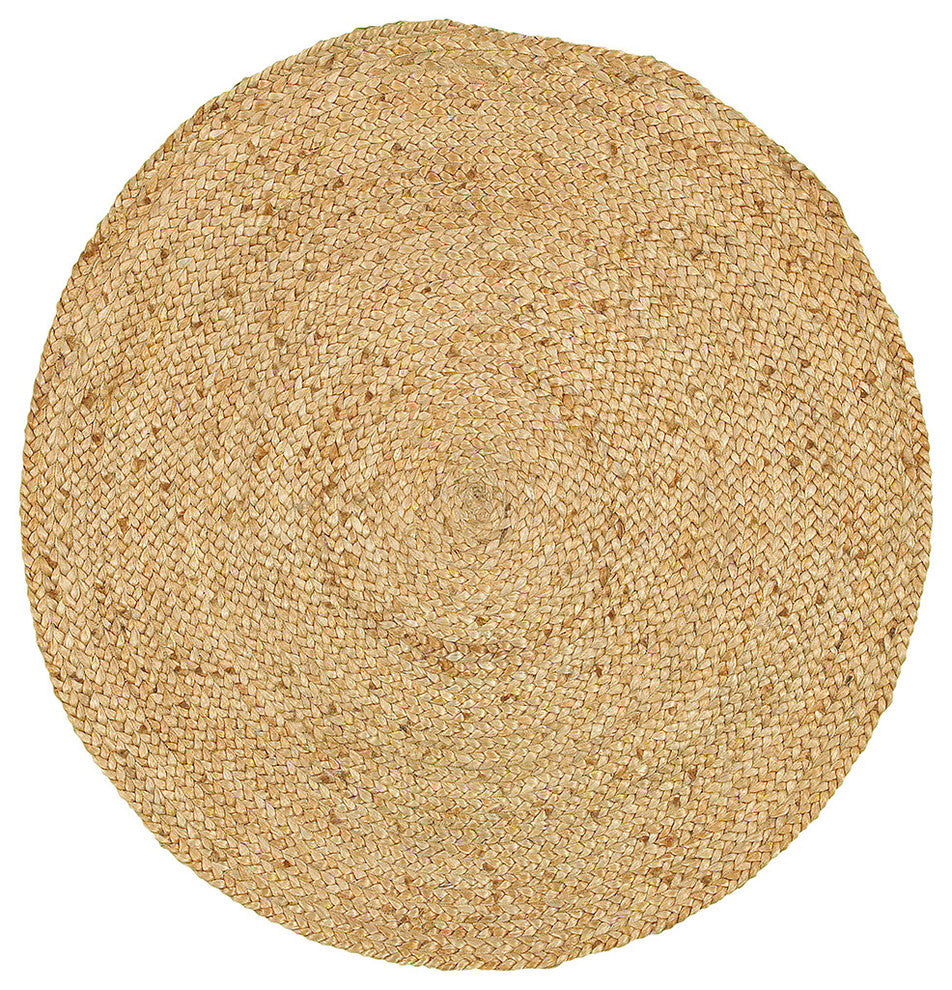 Classic Simple Organic Jute Area Rug, 4' Round